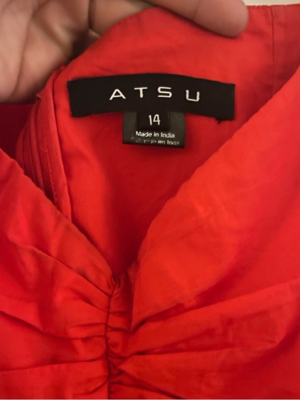 Anthropologie Atsu Size 14 Red Off-The-Shoulder Poplin Midi Dress Scarlet Night - Picture 5 of 7